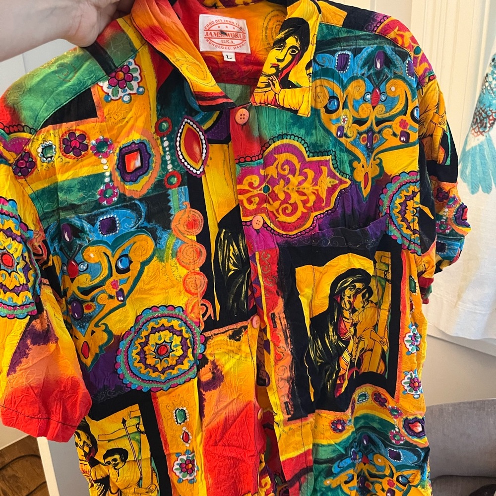 🌺 VINTAGE 90s JAMS WORLD Hawaiian Shirt — Men’s L